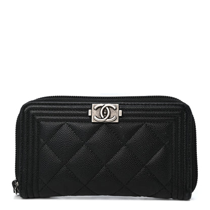 Chanel Caviar Quilted Small Boy Zip Around Wallet Black 1 of 4
