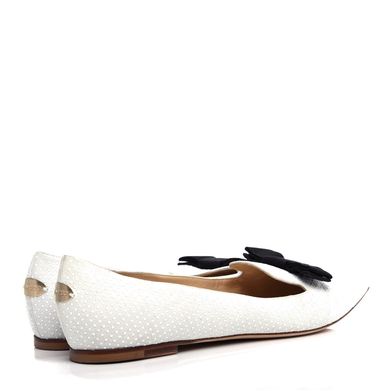 Jimmy Choo Shiny Calfskin Ministud Gala Bow Flats 40 White 4 of 9