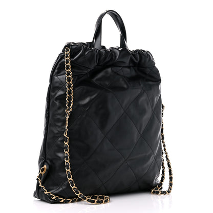 Chanel Shiny Calfskin Quilted Chanel 22 Backpack Black 3 of 11