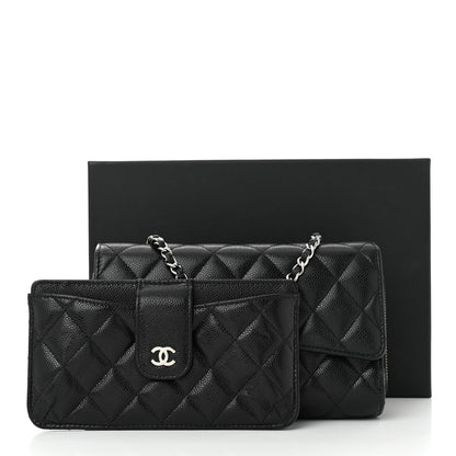 Chanel Caviar Quilted Phone Holder Wallet on Removable Chain Black 14 of 14