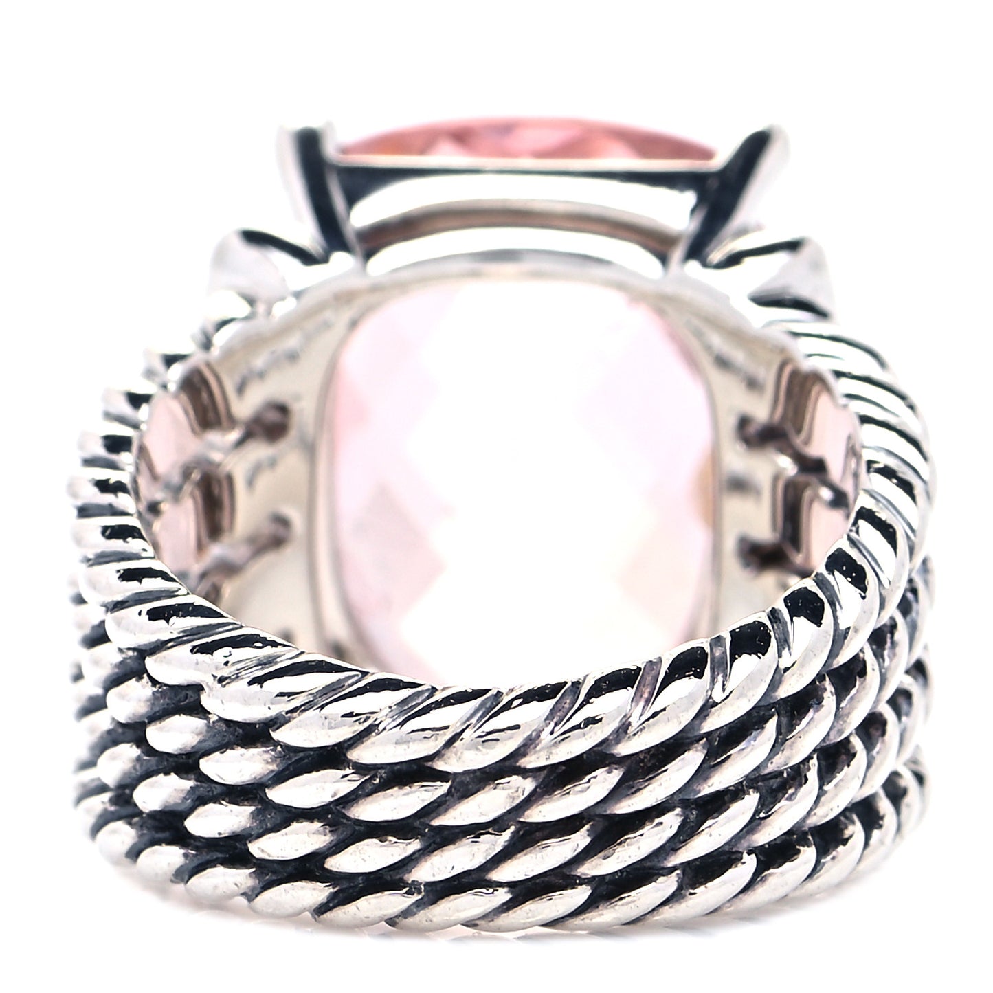 Sterling Silver Diamond Morganite 16mm Wheaton Ring 52 6