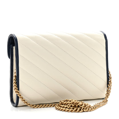 Gucci Vintage Effect Calfskin Matelasse Diagonal Torchon GG Marmont Chain Wallet Mystic White Blue Agata 3 of 12