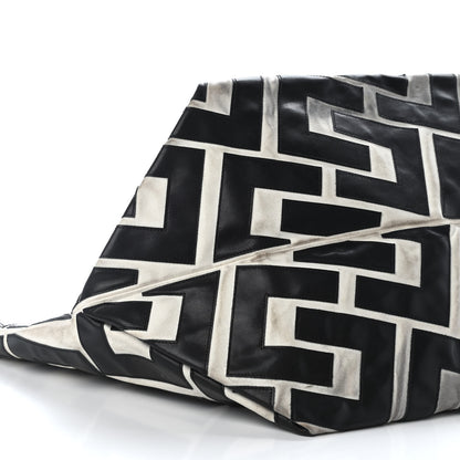 Celine Calfskin Logo Patchwork Cabas Black White 7 of 11