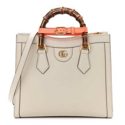 Gucci Wonka Grain Calfskin Small Diana Tote Bag Mystic White Orange Fluo 1 of 13