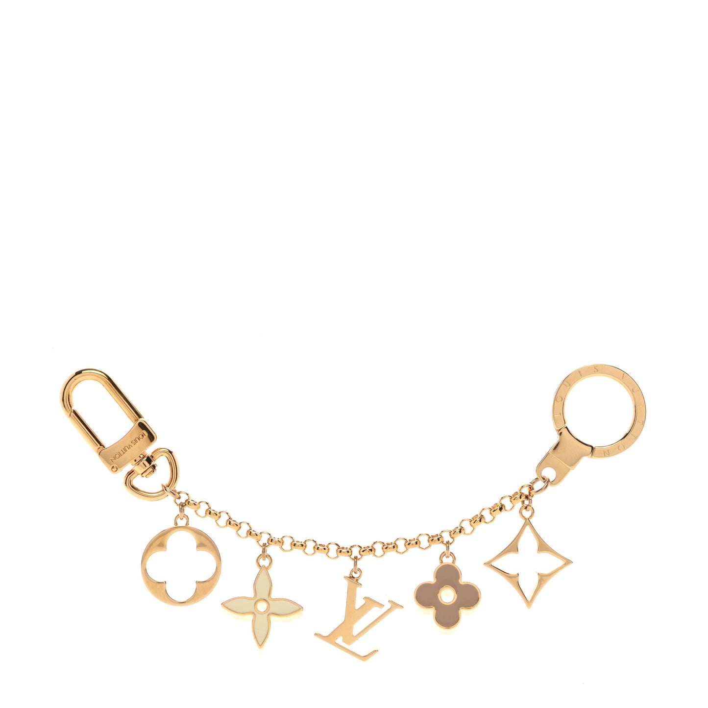 Brass Monogram Blooming Flowers Bag Charm Key Holder Rose Ballerine