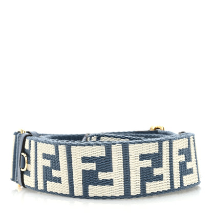 Fendi Jacquard Ribbon Vitello King FF Bi-Color Intreccio Adjustable Strap You Avio Latte 2 of 5