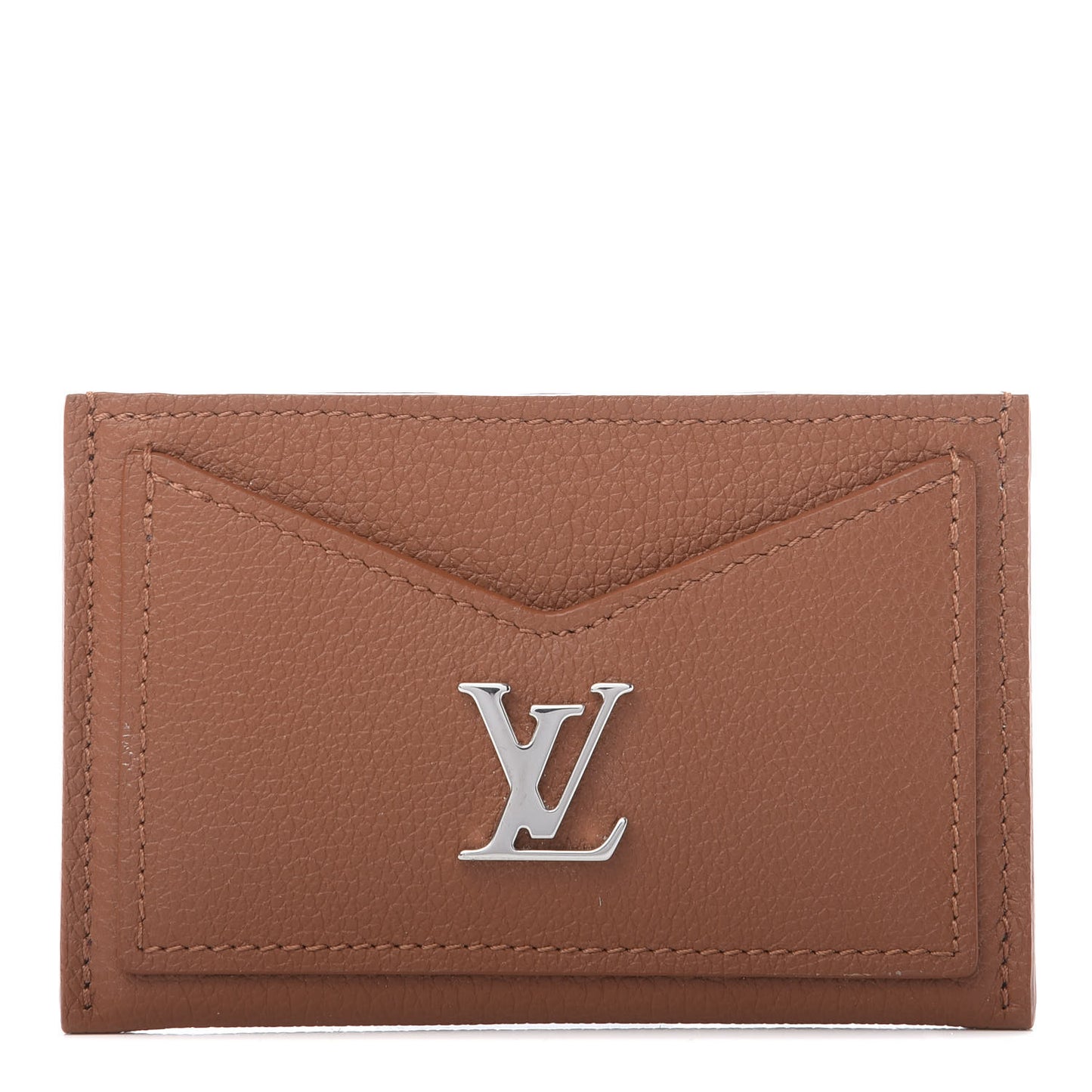 Calfskin Lockme Card Holder Caramel