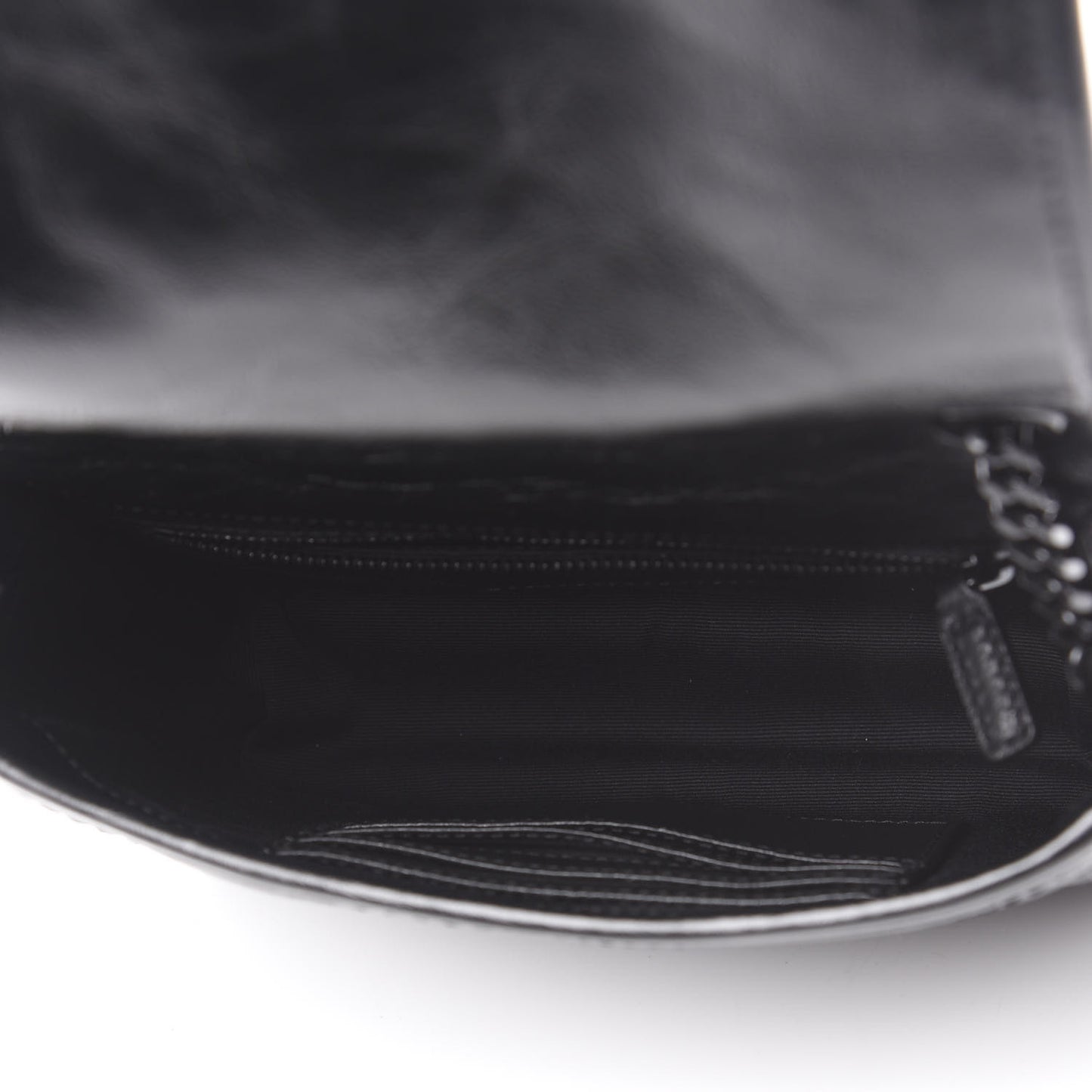 Crinkled Calfskin Matelasse Monogram Niki Chain Wallet Black