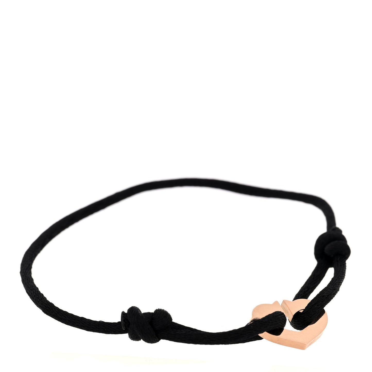 18K Pink Gold Hearts and Symbols Cord Bracelet Black