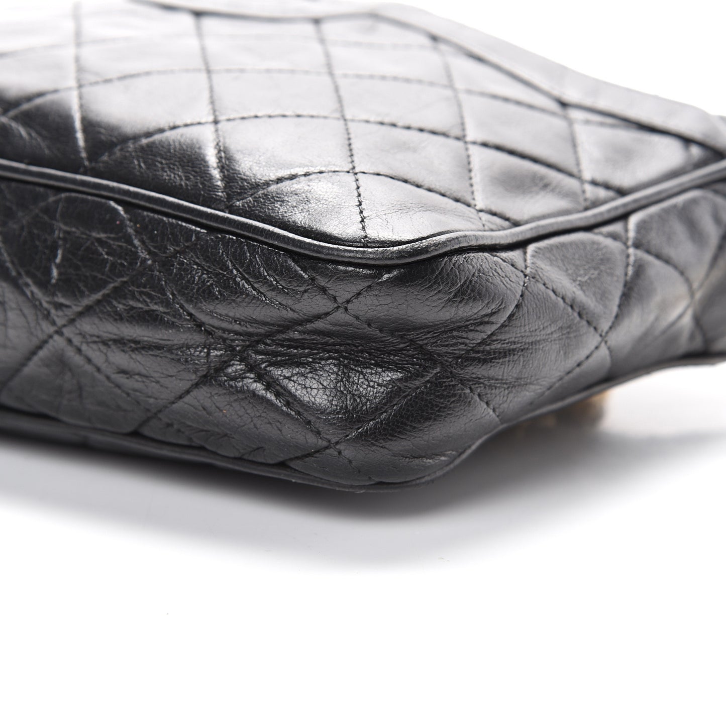 Lambskin Quilted CC Tassel Camera Case Black