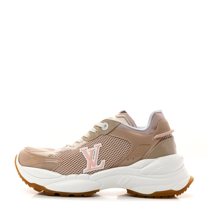 Louis Vuitton Patent Calfskin Technical Mesh Monogram Run 55 Sneakers 39 Beige Pink White 1 of 8