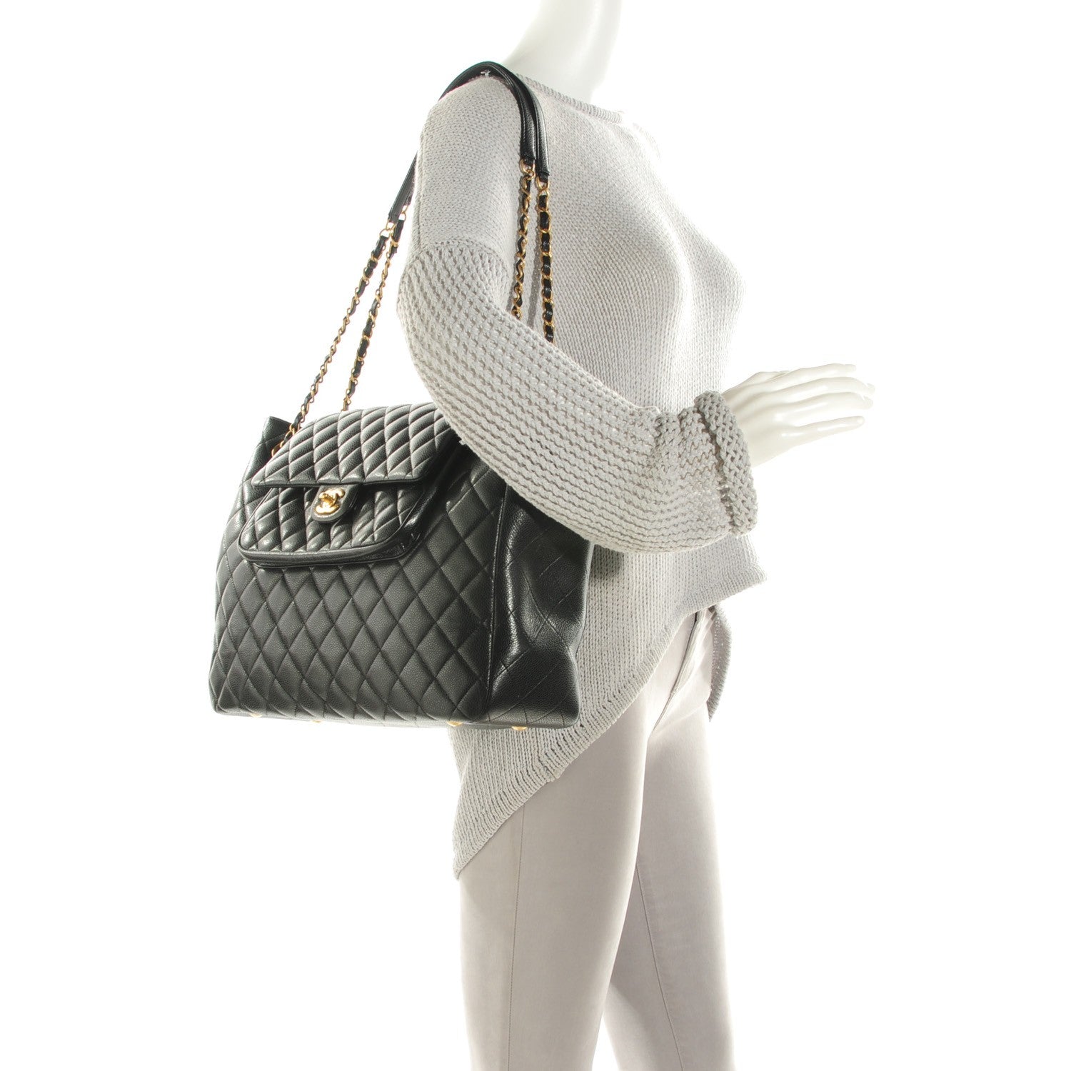 Chanel Caviar Quilted Flap Tote Black 2 of 9