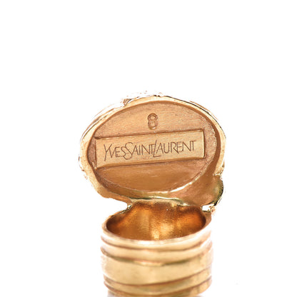 Saint Laurent Glass Cabochon Arty Ovale Ring 8 Gold Coral 5 of 6