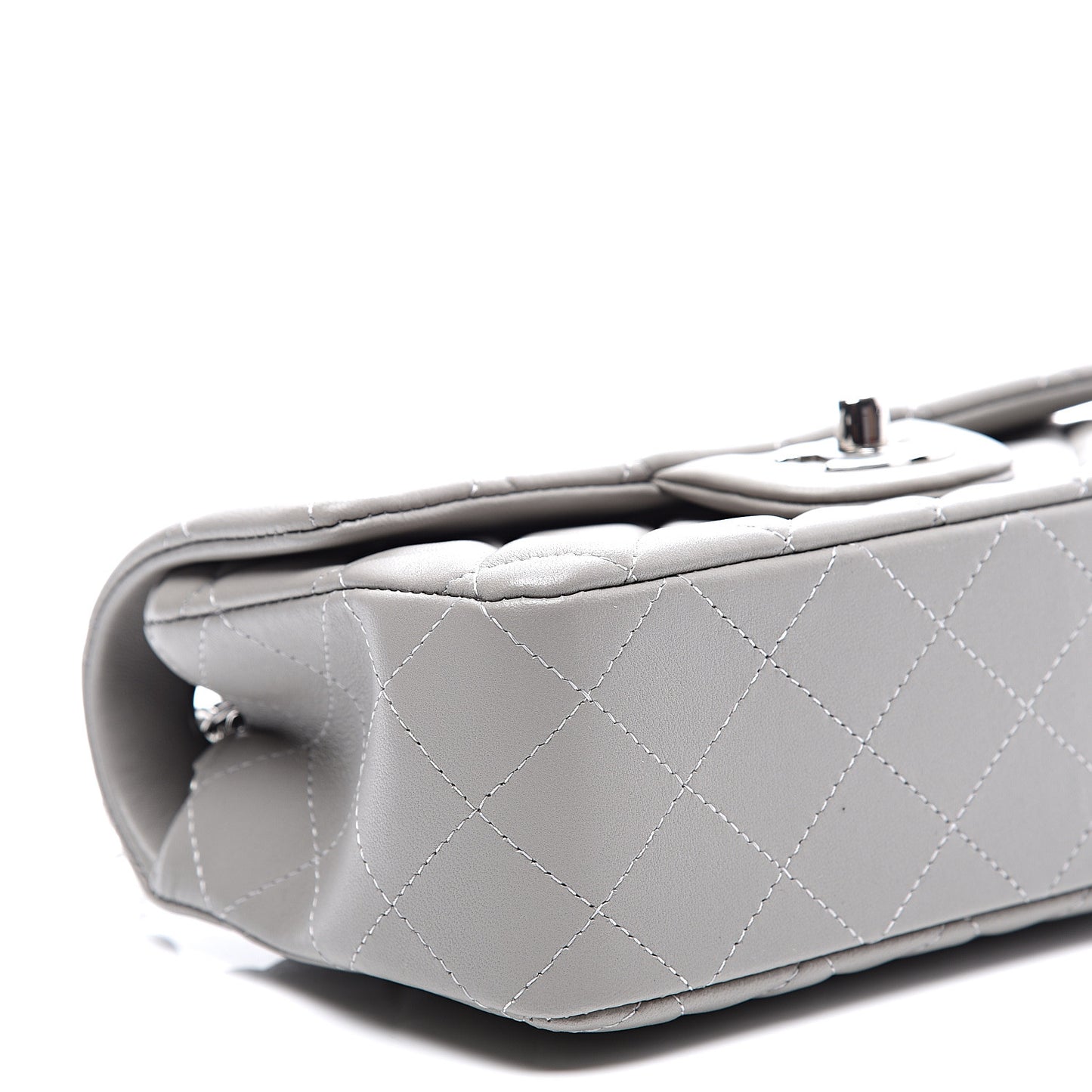Lambskin Quilted Mini Rectangular Flap Grey