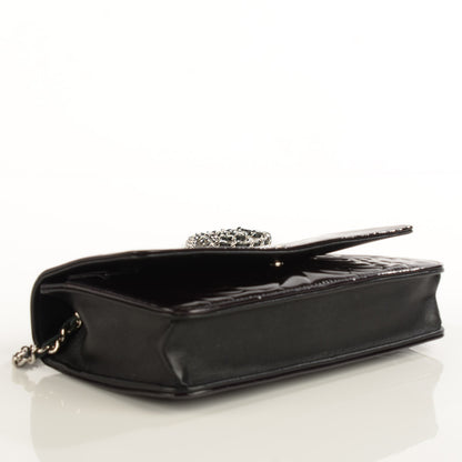 Chanel Patent Camellia Embossed Wallet On Chain WOC Black 4 of 9