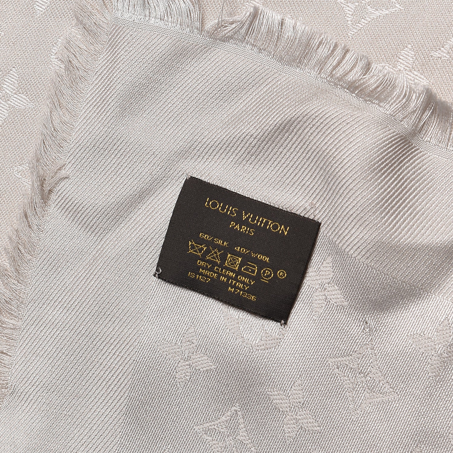 Louis Vuitton Silk Wool Monogram Shine Shawl Beige 4 of 4