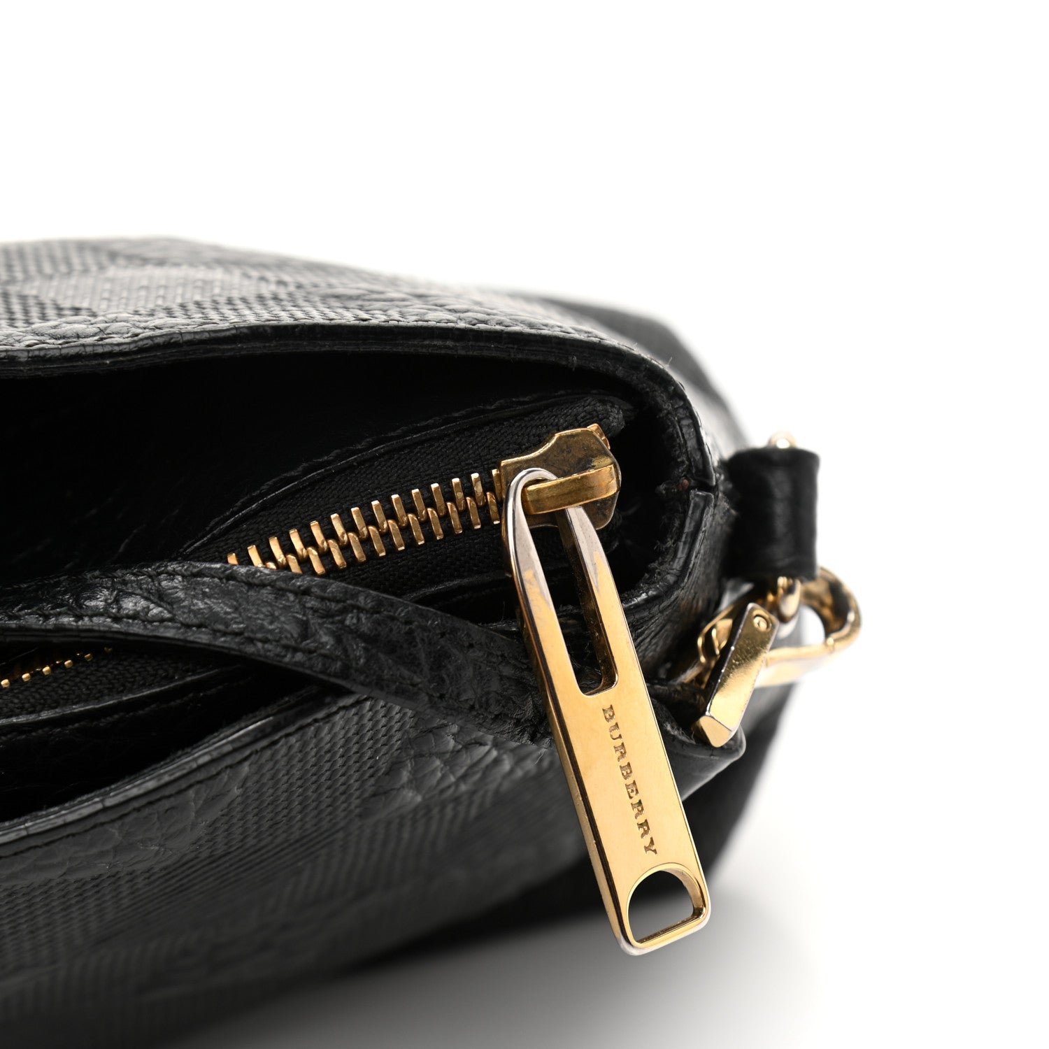 Burberry Signature Grain Calfskin Check Embossed Small Chichester Crossbody Clutch Bag Black 14 of 14