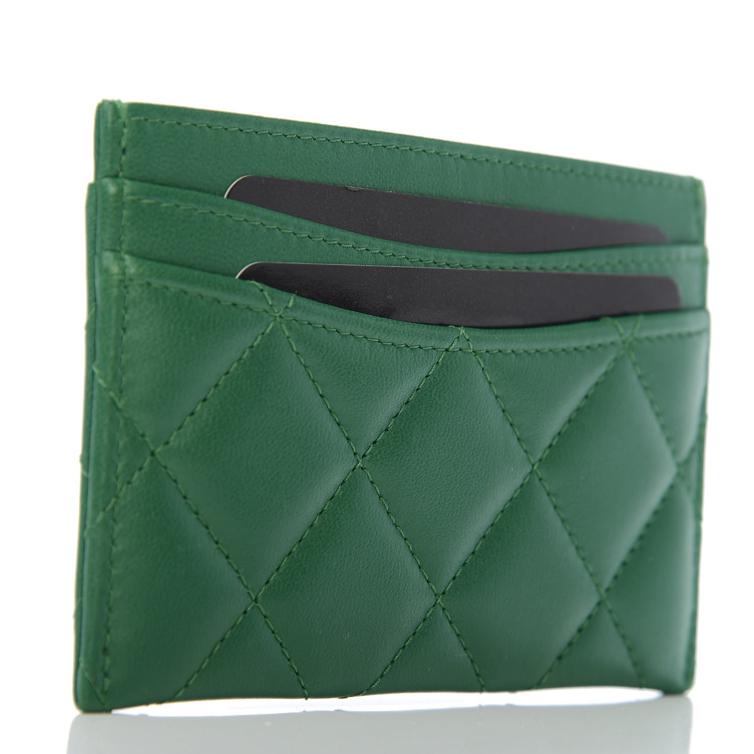 Chanel Lambskin Quilted Card Holder Green 3 of 8