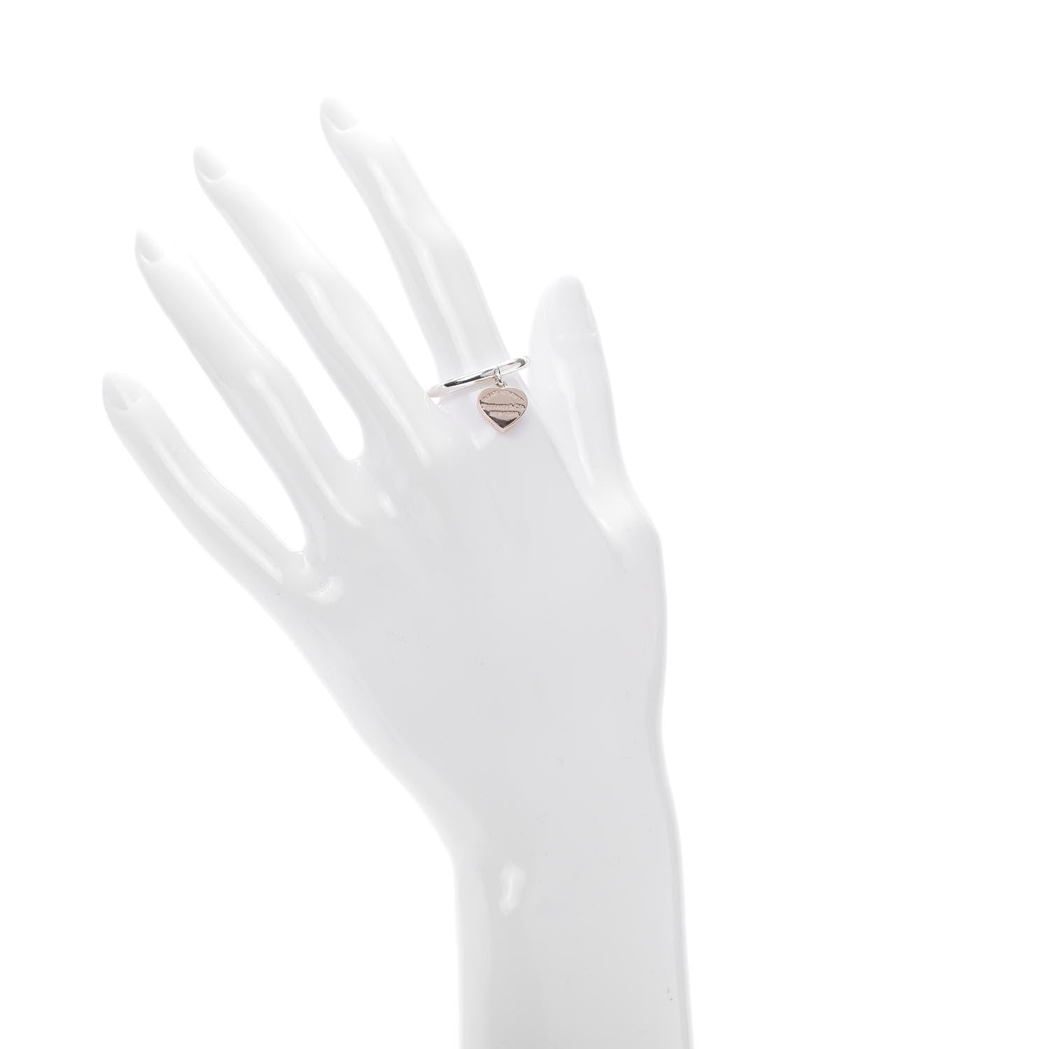 Tiffany Sterling Silver Rubedo Return to Tiffany Heart Charm Ring 54 7 2 of 4