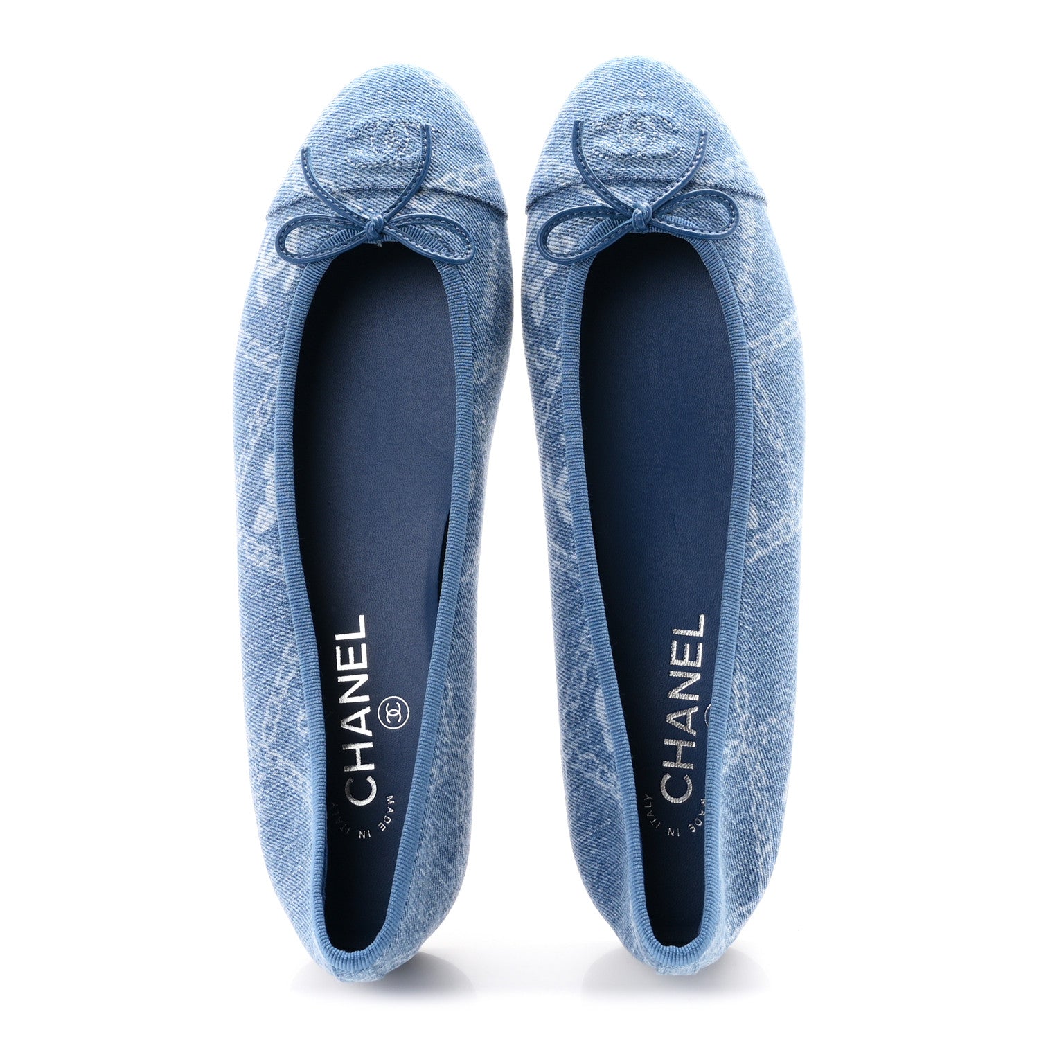 Chanel Denim Printed Cap Toe Ballerina Flats 41 Blue 2 of 10