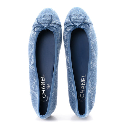 Chanel Denim Printed Cap Toe Ballerina Flats 41 Blue 2 of 10
