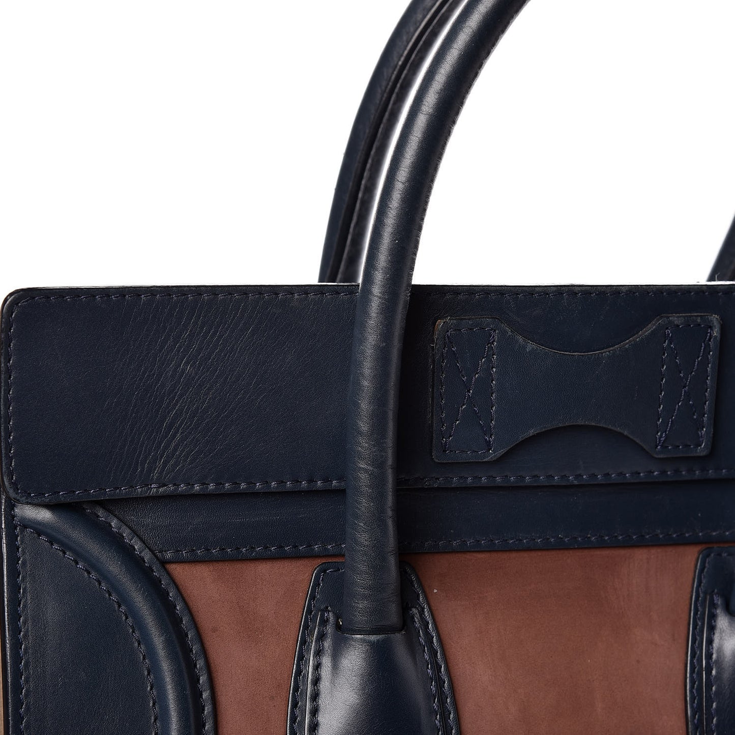 Nubuck Smooth Calfskin Mini Tri-Color Luggage Marron