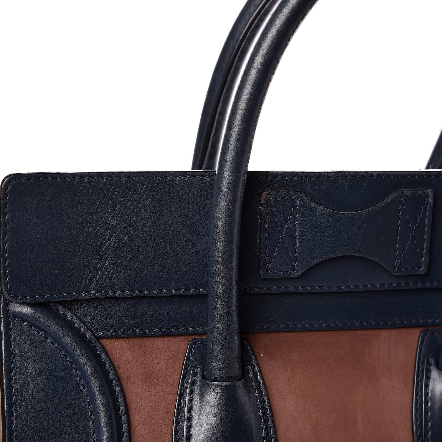Celine Nubuck Smooth Calfskin Mini Tri-Color Luggage Marron 20 of 30