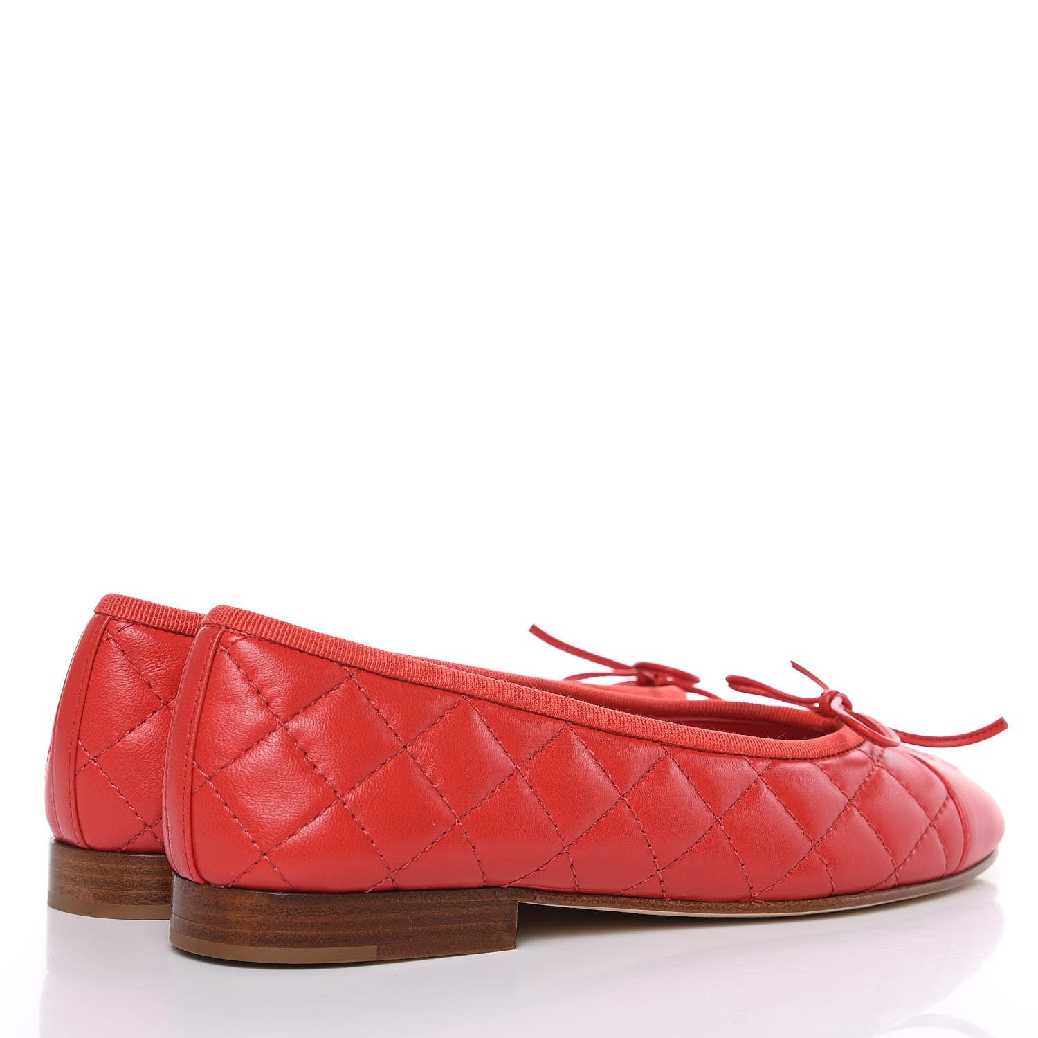 Chanel Lambskin Quilted CC Cap Toe Ballerina Flats 36.5 Light Red 4 of 8
