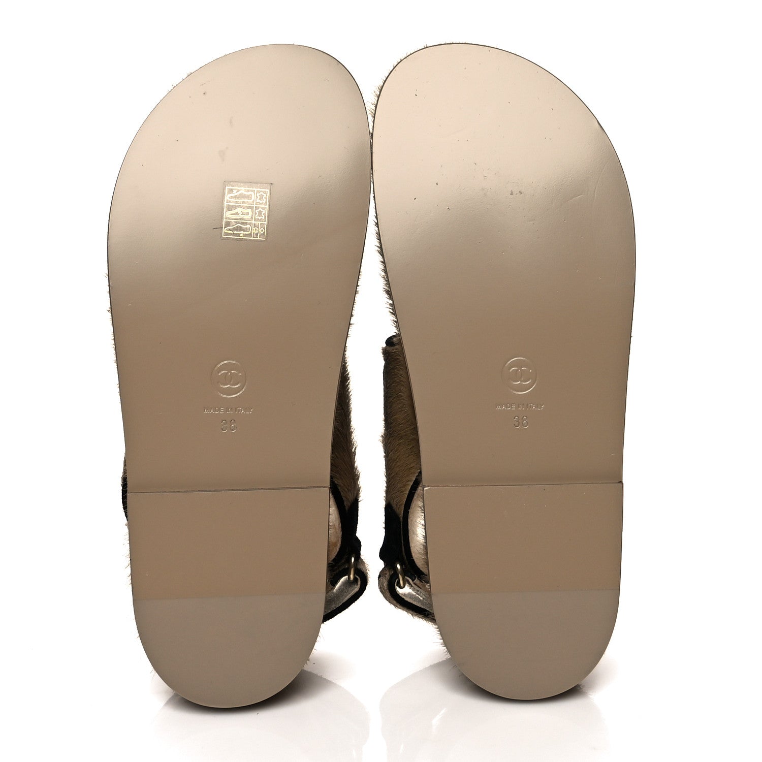 Chanel Calf Hair Suede Shearling Dad Sandals 38 Beige 5 of 7