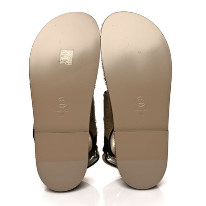 Chanel Calf Hair Suede Shearling Dad Sandals 38 Beige 5 of 7