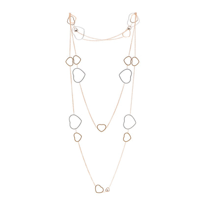 Chopard 18K Rose White Gold Diamond Happy Hearts Sautoir Necklace 3 of 6