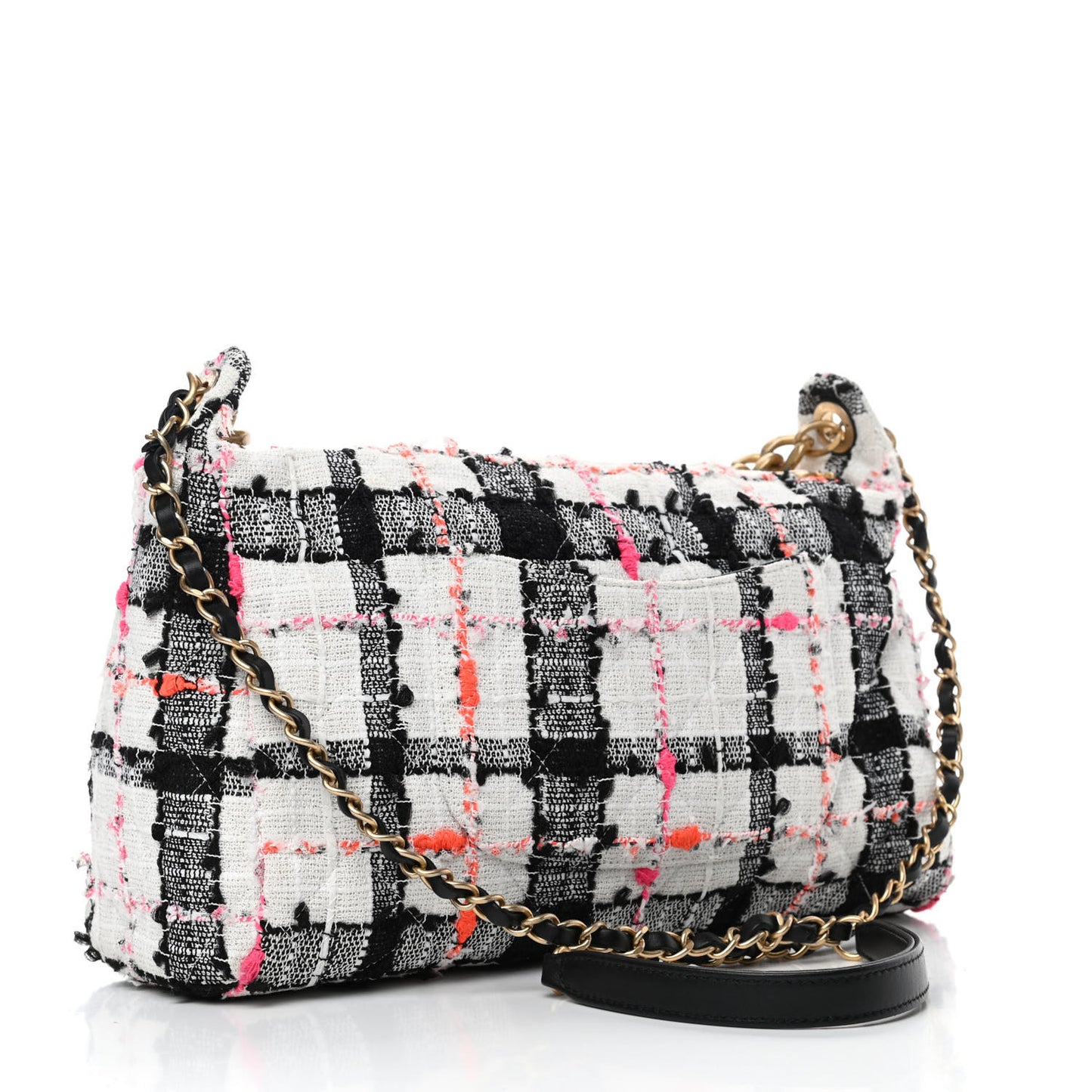Tweed Calfskin Signe Hobo Coral White Black