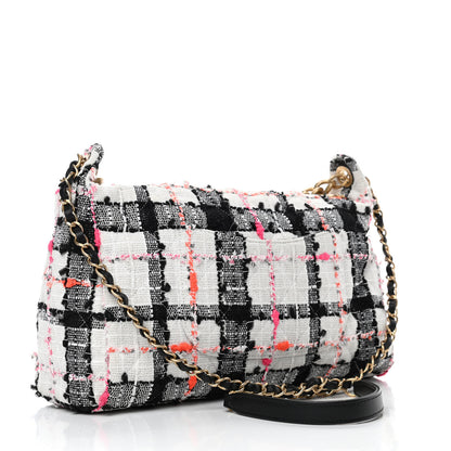 Chanel Tweed Calfskin Signe Hobo Coral White Black 3 of 15