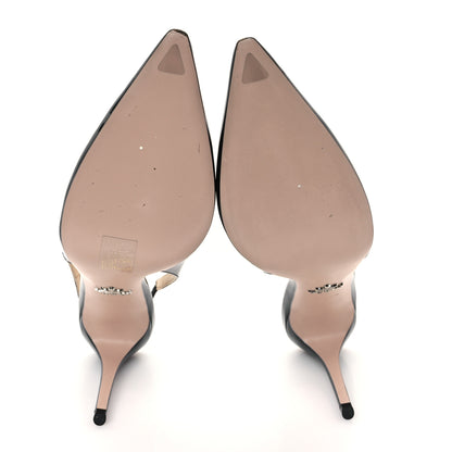 Prada Vernice Triangle Logo Pointed Toe Slingback Pumps 40 Black 6 of 8