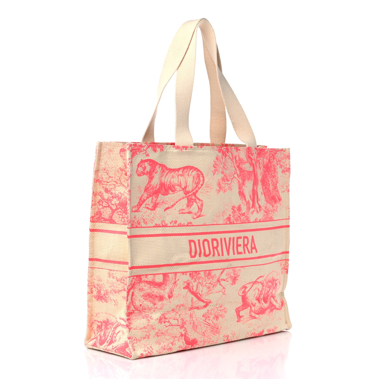 Straw Dioriviera Tote Pink