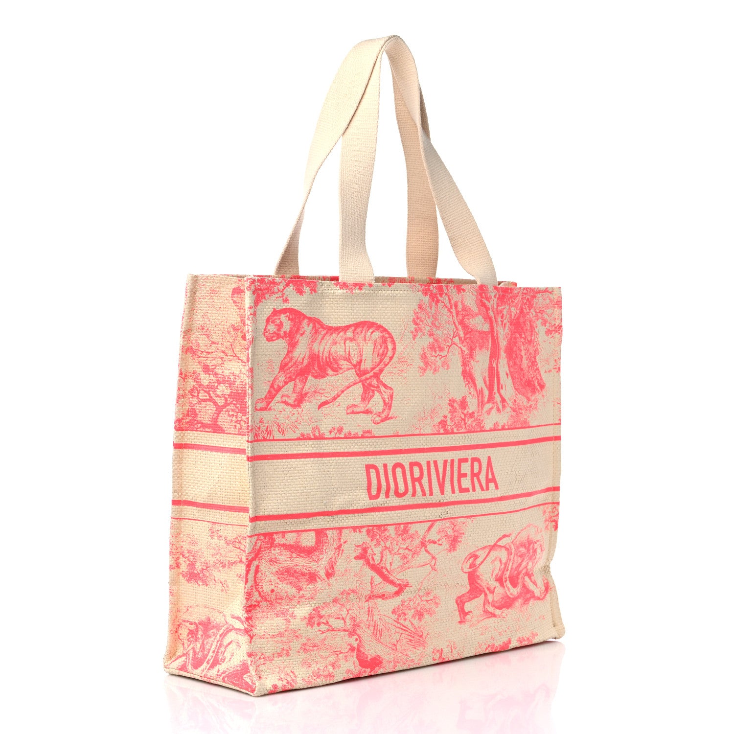 Christian Dior Straw Dioriviera Tote Pink 3 of 7