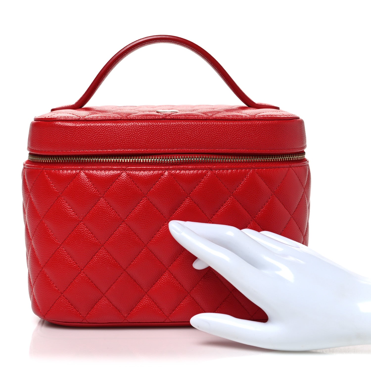 Chanel Caviar Quilted Large Vanity Pouch Red 2 of 7