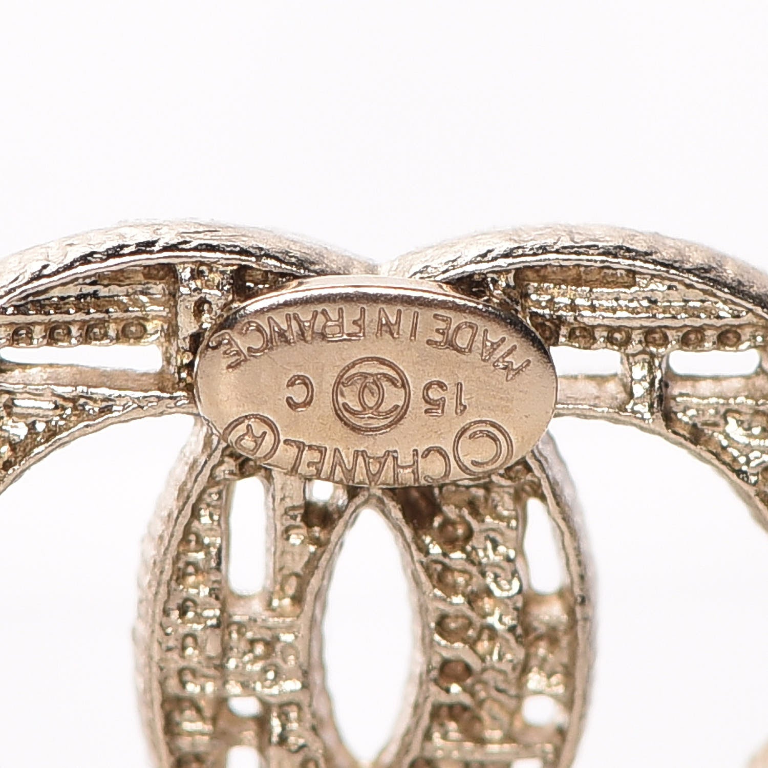 Chanel Tweed Effect CC Earrings Gold 3 of 5