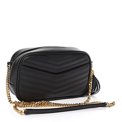 Saint Laurent Grain De Poudre Matelasse Monogram Mini Lou Camera Bag Black 3 of 10