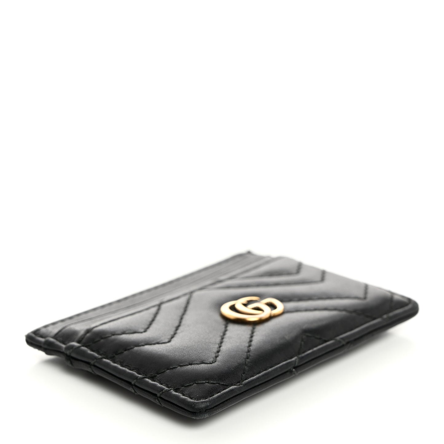 Calfskin Matelasse GG Marmont Card Holder Black