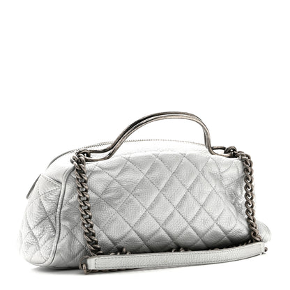Chanel Metallic Calfskin Quilted Mini Bowling Bag Silver 3 of 10