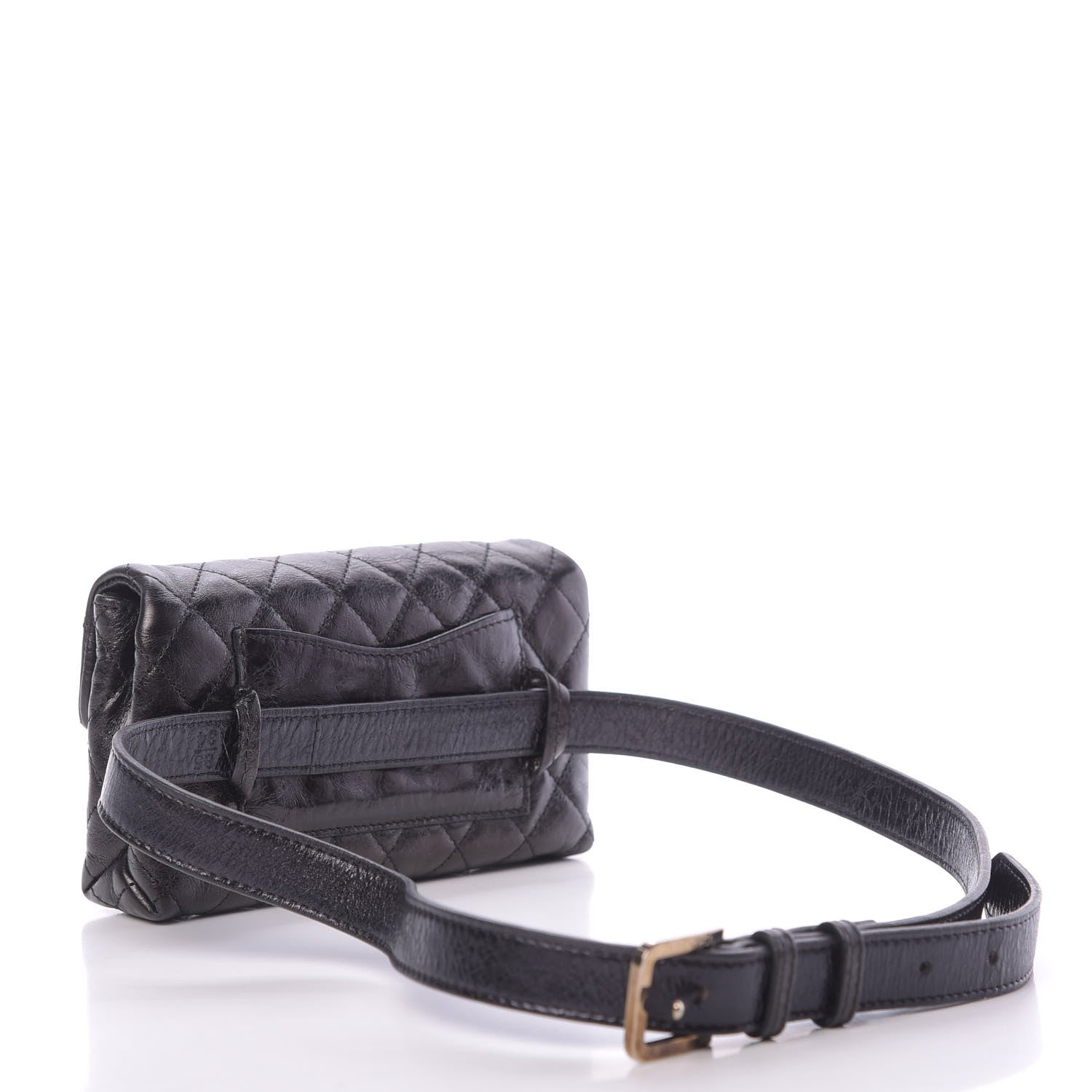Chanel Aged Calfskin Quilted 2.55 Reissue Flap Belt Bag Clutch Black 2 of 10