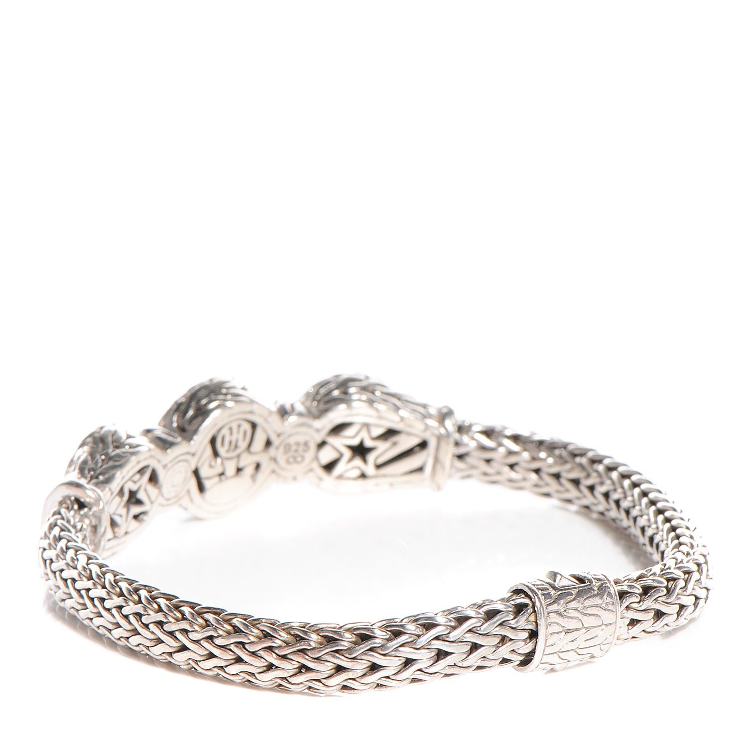 John Hardy Sterling Silver Pave Diamond Round Trio Station Bracelet Medium 3 of 5