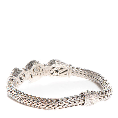 John Hardy Sterling Silver Pave Diamond Round Trio Station Bracelet Medium 3 of 5