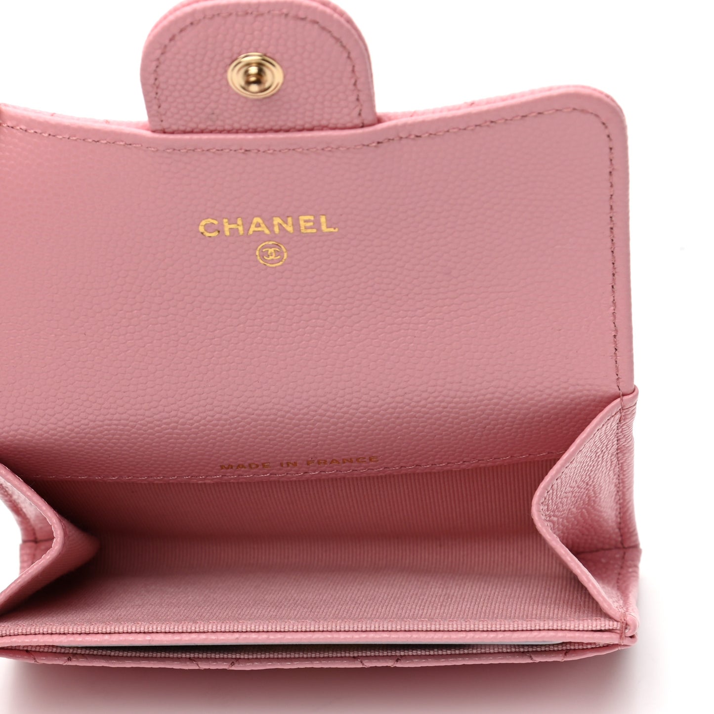Caviar Quilted Flap Card Holder Wallet Light Pink