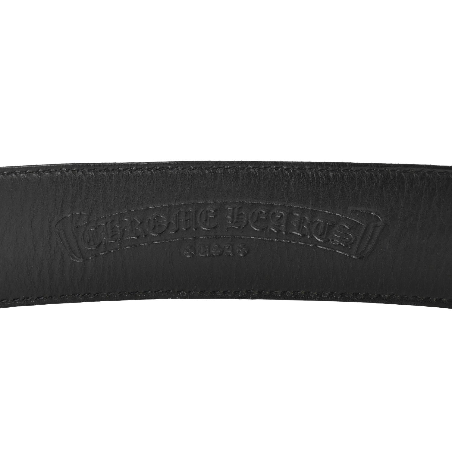 Chrome Hearts Calfskin Sterling Silver Cross Oval Belt 85 34 Black 5 of 9