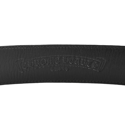 Chrome Hearts Calfskin Sterling Silver Cross Oval Belt 85 34 Black 5 of 9