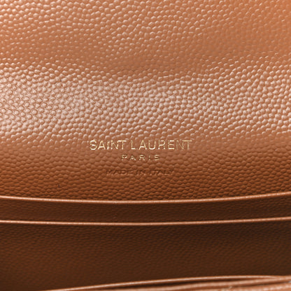 Saint Laurent Grain De Poudre Matelasse Chevron Small Monogram Envelope Wallet Natural Dark 6 of 10