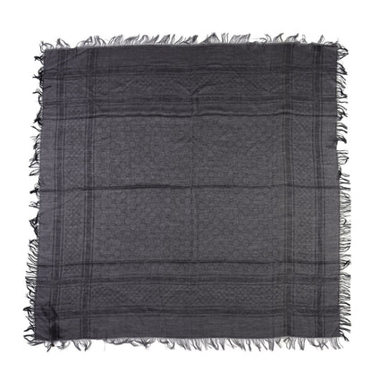 Gucci Wool Silk GG Monogram Diamante Plaid Surviee Shawl Graphite Black 1 of 8