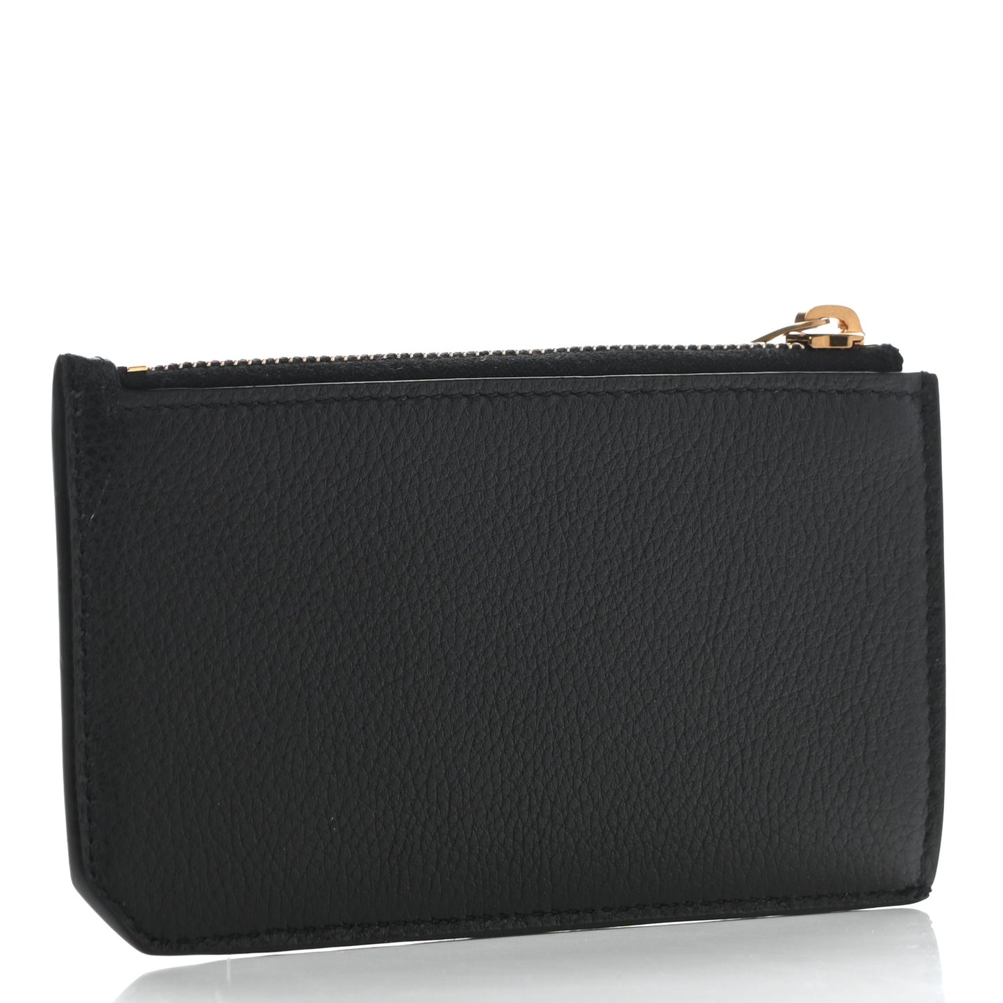 Grained Calfskin Monogram 5 Fragments Zip Pouch Card Holder Black